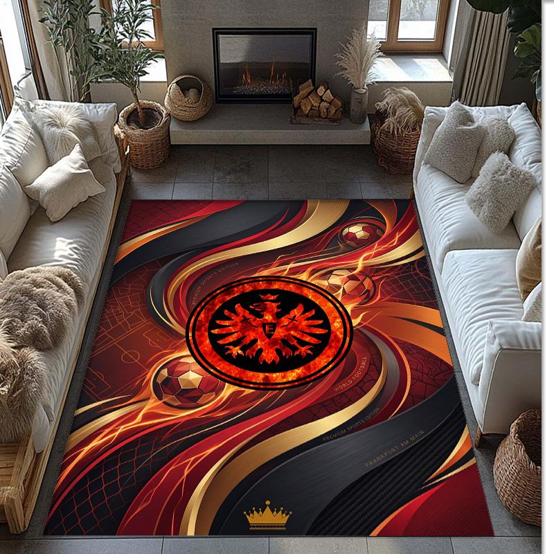 Eintracht Frankfurt Football Print Crystal Velvet Rug, Comfortable Water Absorbent Non Slip Indoor Floor Carpet
