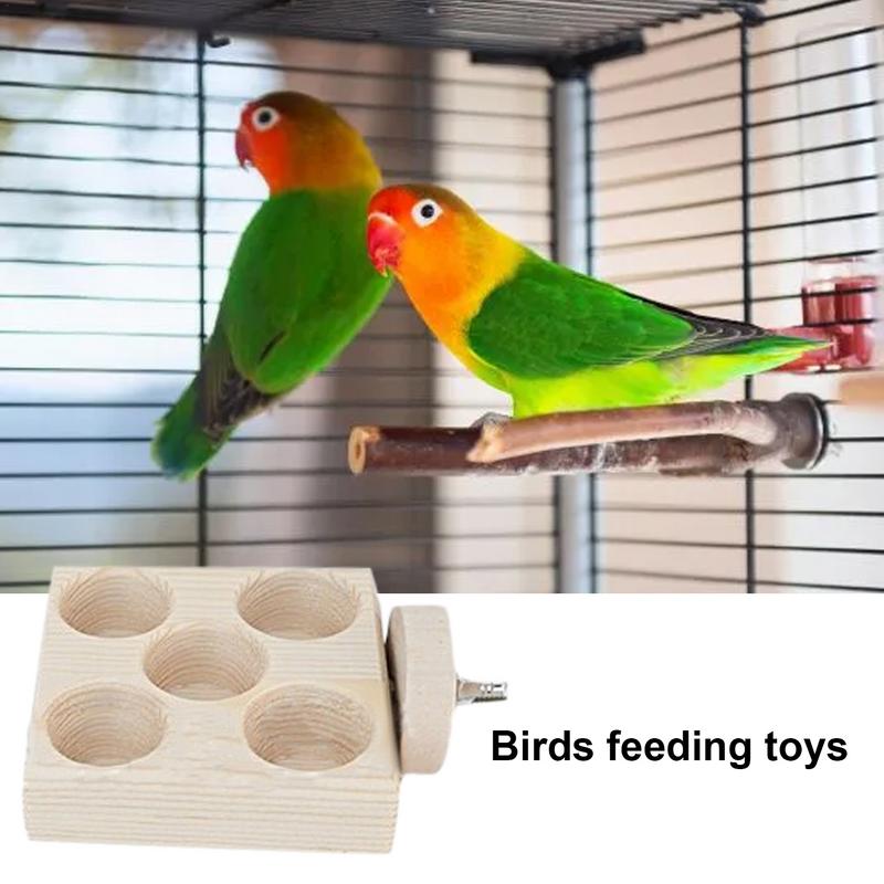 Wooden Bird Feeder Parrot Feeder Foraging Puzzle Toy Toys For Bird Perches In Cage For Cockatiel African Grey Macaw Conure