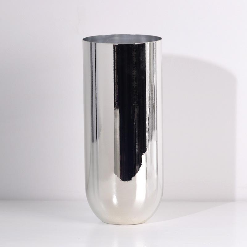 Simple Modern Geometric Metal Vase Living Room High-end Art Design Flower Container Model Room Soft Decoration Ornaments