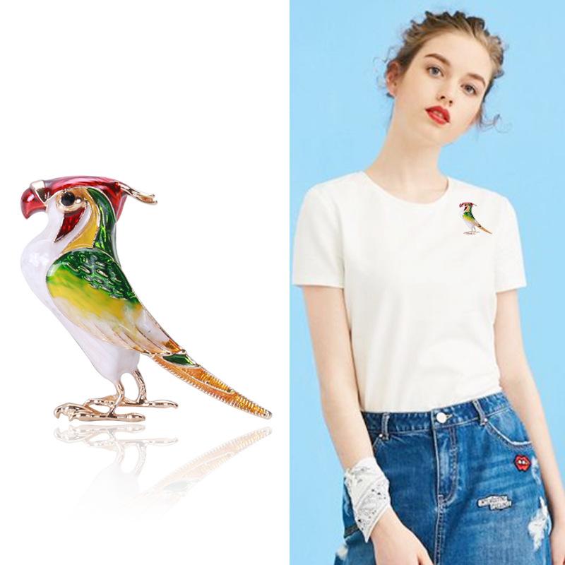 Enamel Woodpecker Brooch Female Tide Personality Temperament Jacket Cardigan Corsage Fashion Retro Versatile Pin