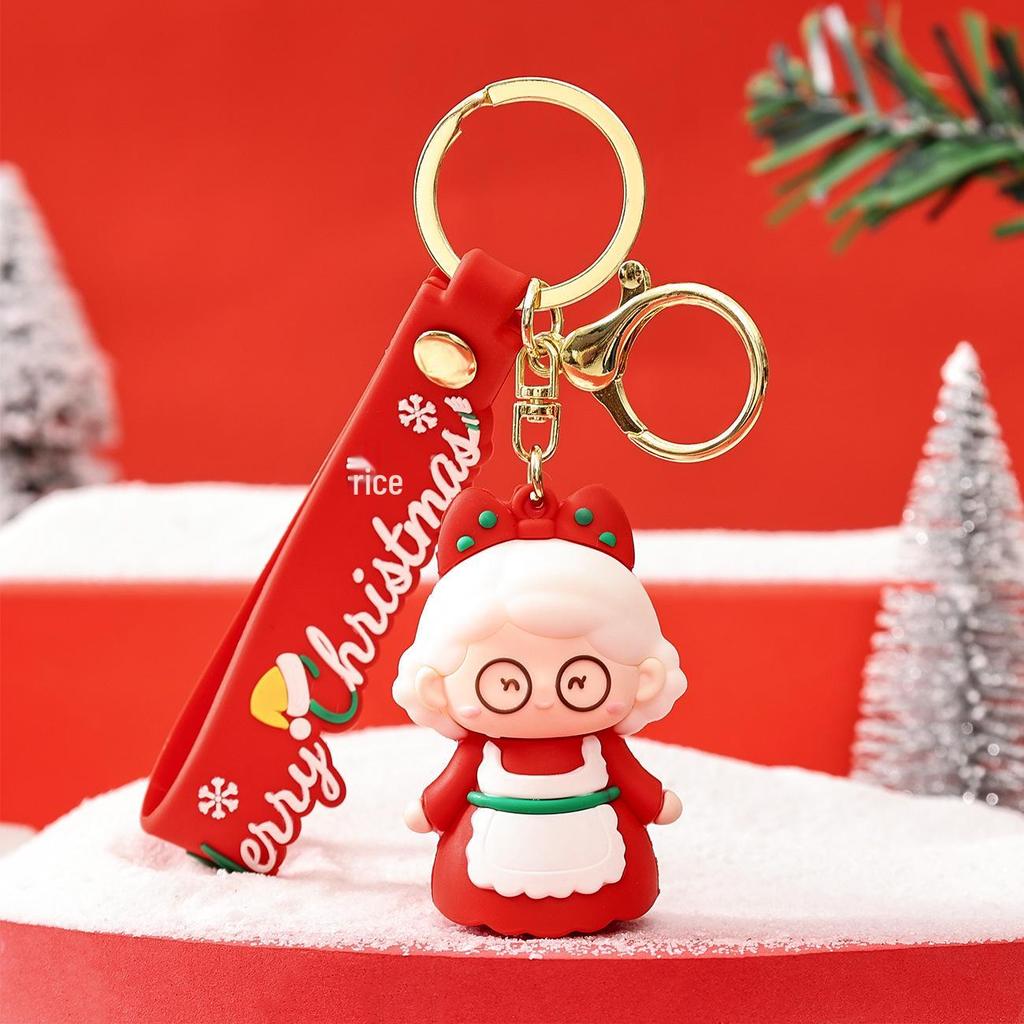 Niedlicher Cartoon Weihnachts Schneemann Gummi Schlüsselanhänger - Weicher Anhänger für Schlüssel oder Taschen