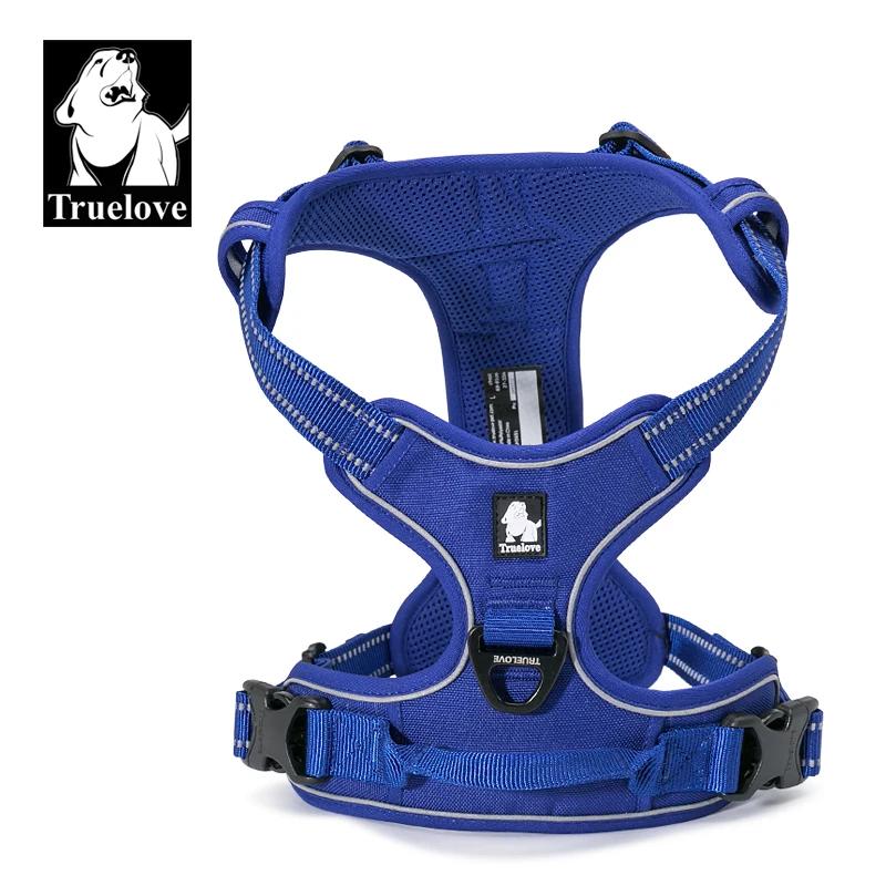 Truelove Pet Harness Reflective Nylon Large Pet Dog Harness All Weather Padded Adjustable Safety Vehicular Leads for Dog TLH5651
