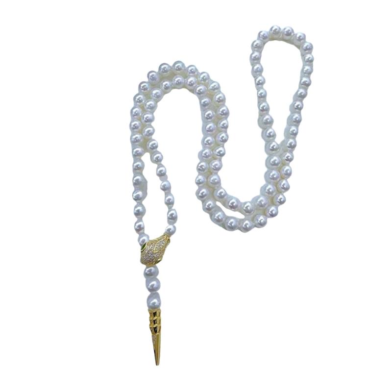 Luxurious Adjustable Length Necklace Long Sweater Chain Imitation Pearls Beaded Choker Trendy Women s Accessories