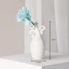 Vase with Attitude, White Ceramic Small Neck Vases, Novel and Lovely Unique Shape Vase, 7inch Modern Home Decoration Vases, Can Be Used As A