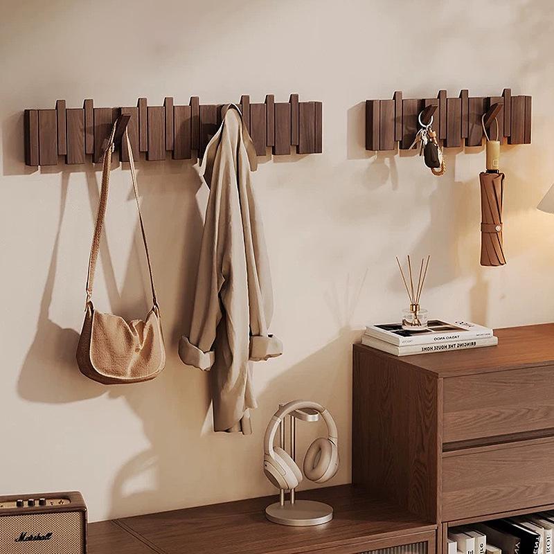 Creative Wall Mounted Wood Coat Racks Piano Key Shaped Art Entry Door Porch Hanging Hook With Hooks Hats Organizer Keys