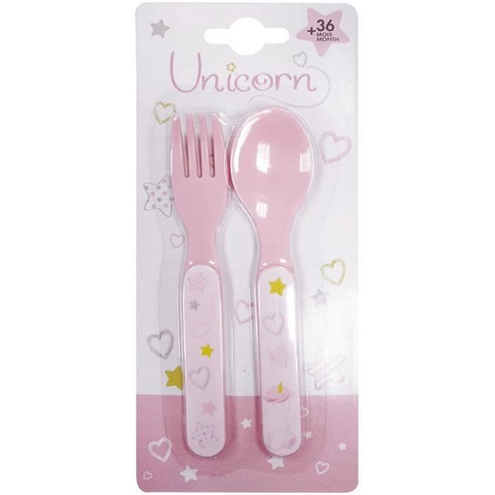 Lot Vaisselle Licorne pour Enfant - FUN HOUSE - 006319 - 2 Assiettes, 2 Sets de Couverts et 1 Peluche Douce