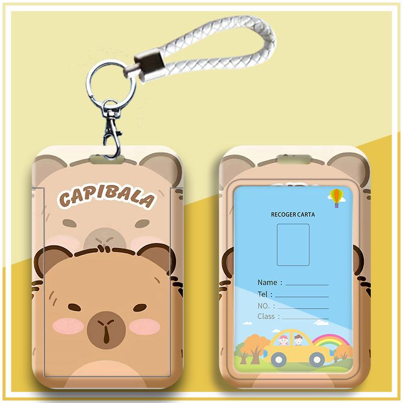 Capybara Cartoon ID & Card Holder Lanyard for Campus, Bus, Subway, and Badge