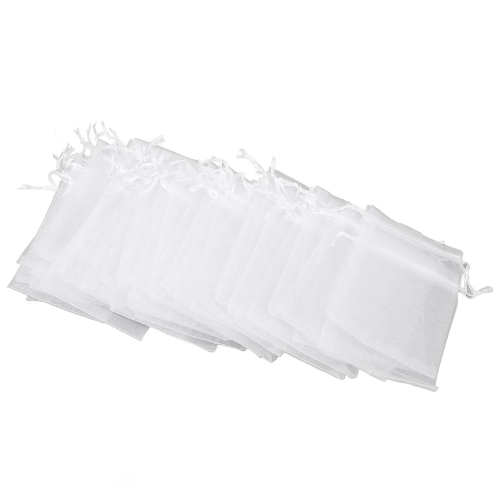 100pcs Small Mesh Bags Drawstring Sheer Organza Bags for Candy Weeding Jewelry White