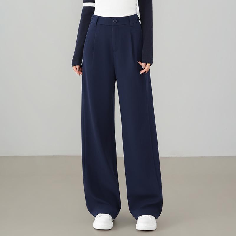 

2026 Spring Women s Slim-Fit Tencel Wide-Leg Pants with Elastic Back Waist 30