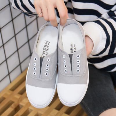 New Fashion Low Top White Women  Canvas Shoe Female Students Candy Color Flat Women's Casual Comfortable Slip-on Lazy Shoessg54