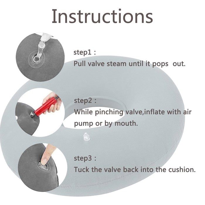 Coussin Jhy Coussin De Siege Gonflable En Polyester, Pour Hemorroides, Douleurs Au Coccyx, Grossesse.