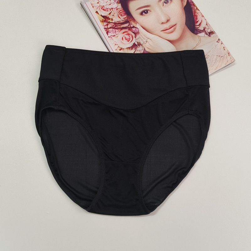 

Mulberry Silk Seamless Panties, High Elasticity, Breathable, Comfortable, Hip-Hugging, Light Tummy Control, High-Waisted Briefs, Quick-Dry Underwear Black 3XL