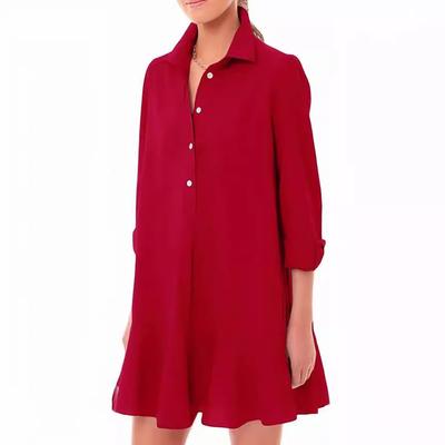 Spring Summer Women's Long Sleeve Hem Ruffle Dresses