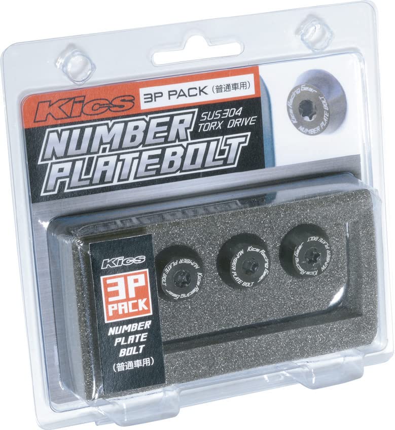 KYO-EI NPBK3P Kics NUMBER PLATE BOLT Pack of 3 (Ordinary Cars) Black