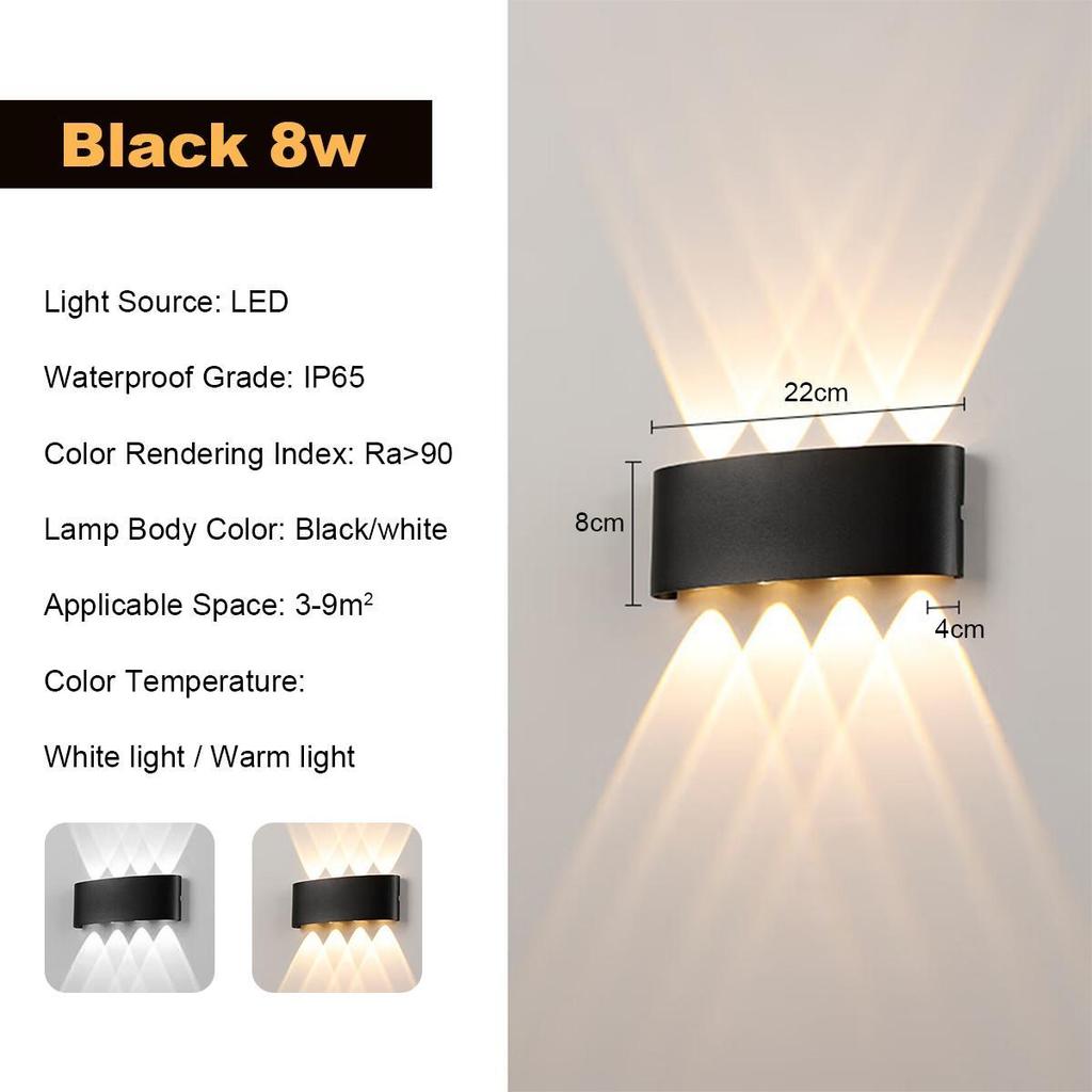 Wall Lamp 2w 4w 6w 8w Exterior Black Waterproof External Outdoor Lamps 110v/220v Led White Wall Mounted Up Down Light Warm White
