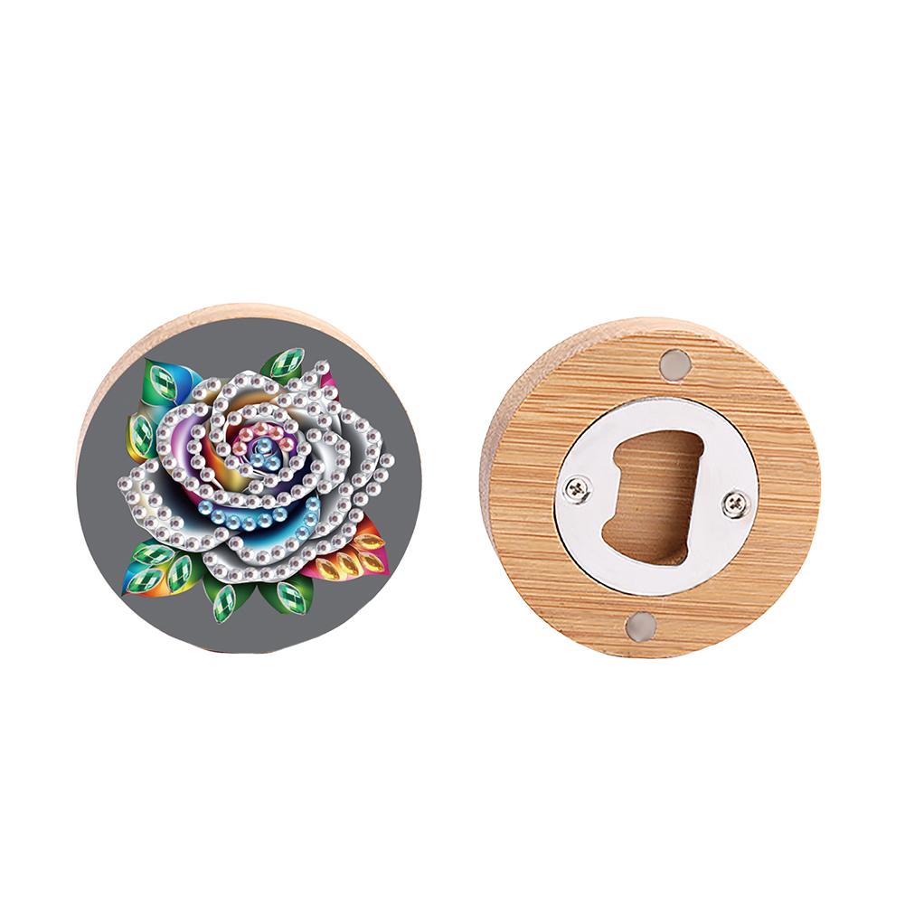

Wooden PET Animals Diamond Painting Fridge Magnets Bottle Opener 5D DIY Diamond Art Magnets Bottle Opener Crafts for Beginners Яскраво-рожевий