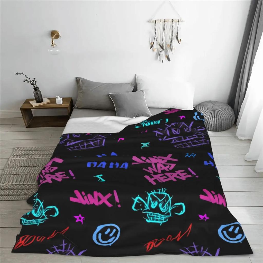 Warm Soft Blanket Travel Office Hot Anime Arcane Throw Blanket Flannel Bedspread For Outdoor Graphic Sofa Bed Cover