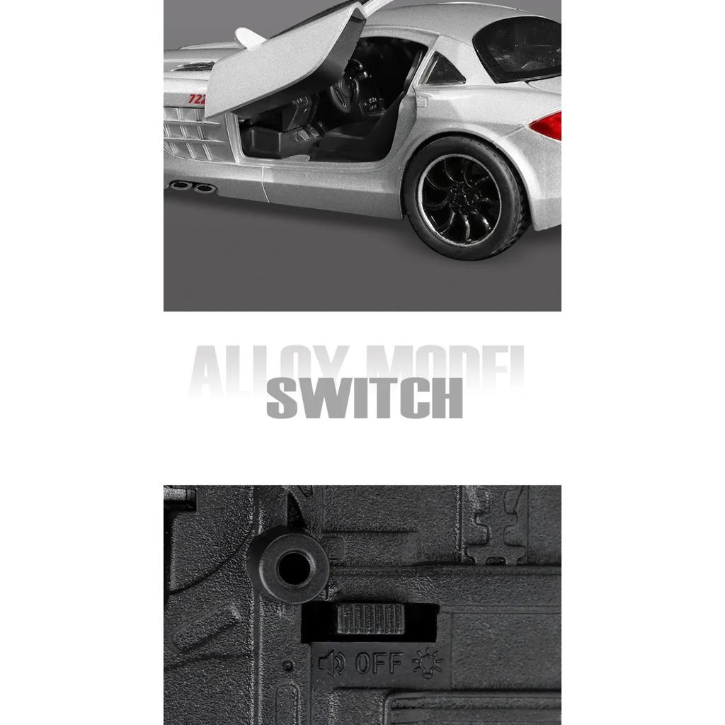 Simulation 1/32 Benz SLR McLaren 722S Linkage Sports Car Alloy Toy Car Model Sound and Light Pull Back Diecast Toy Vehicle Gift