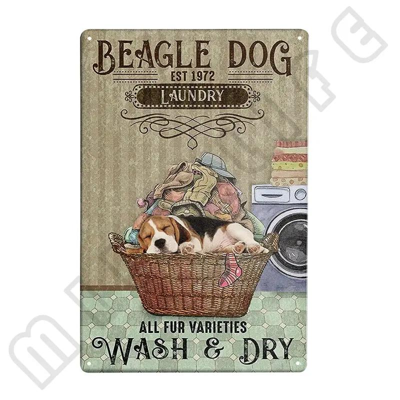 Funny Beagle Dog Metal Tin Sign Plate Retro Art for Bathroom Kitchen Restaurant Dessert Shop Pet Shop Farmhouse Home Room Decor