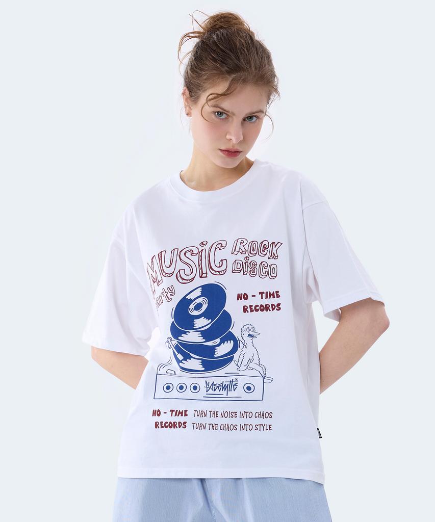 Yosemiti Music Pop Print Short Sleeve T-Shirt White Yt-3Y18