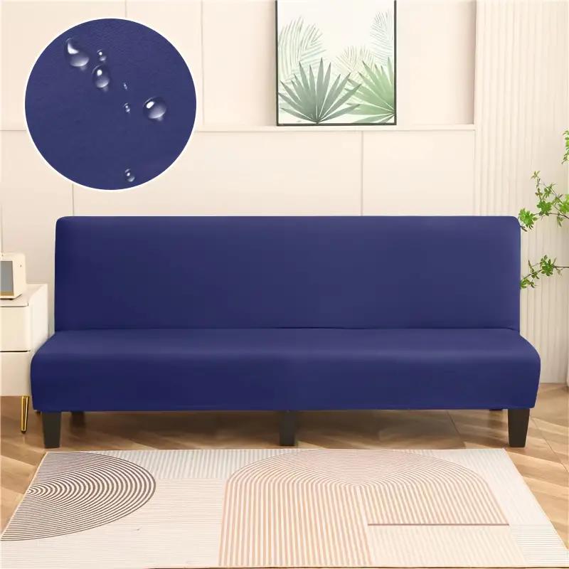Unifarbener Sofabettbezug Elastische Armlose Couchbezüge für Wohnzimmer Rutschfest Abnehmbare Überwürfe Faltbare Tagesdecke L blue