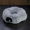 2 In 1 Soft Plush Cat Beds House Funny Cat Tunnel Toy Round Cat Dog Sleeping Bed Nest for Small Dogs Kittens Cushion Mat Kennel