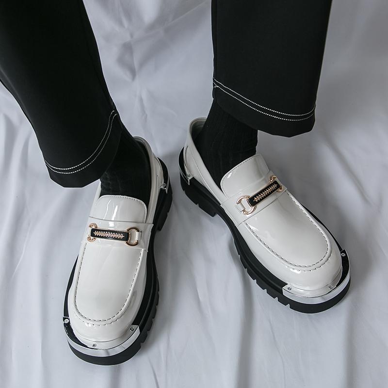 New Men Business Loafers Black and White Casual Thick-soled Anti-slip Brand Shoes Social Shoes Sizes 38-46 Men Shoes