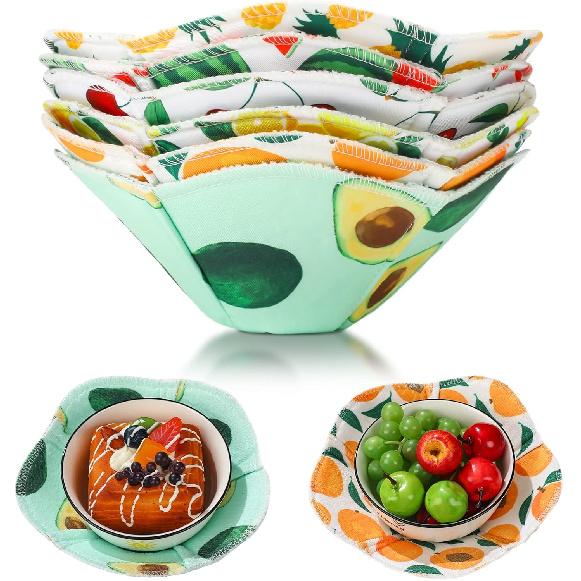 6 Pieces Microwave Bowl Holders Fruit Pattern Safe Hot Soup Holder Cotton Heat Resistant Bowl Cozy Multipurpose Food Dish Pads Potholders for Rice