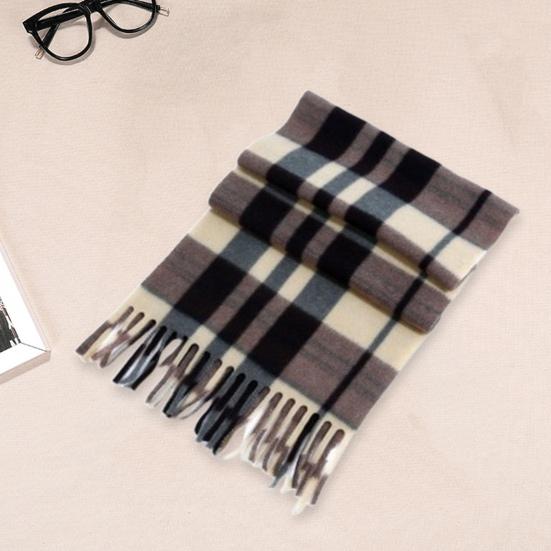 Unisex Winter Scarf Color Matching Plaid Print Tassel Thick Warm Soft Double-sided Plush Long And Wide Keep Warm Neck Protection Lady Fall Scarf