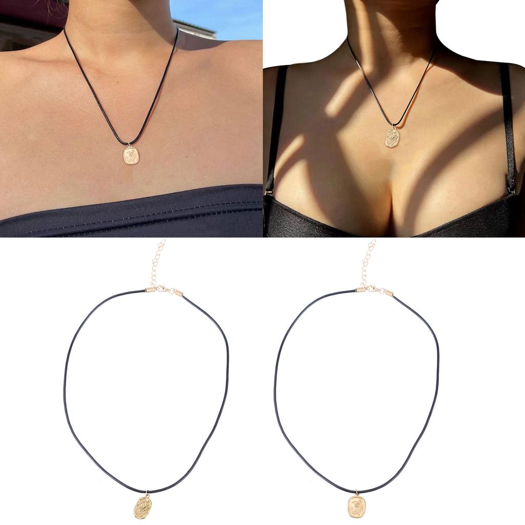 Elegant Irregular Pendant Necklace Adjustable Length Choker Stainless Steel Clavicle Chain Jewelry for Women and Girls