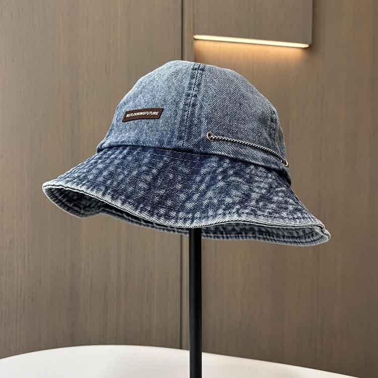 New early spring washed retro denim bucket hat women show washbasin hat outdoor casual versatile sun hat