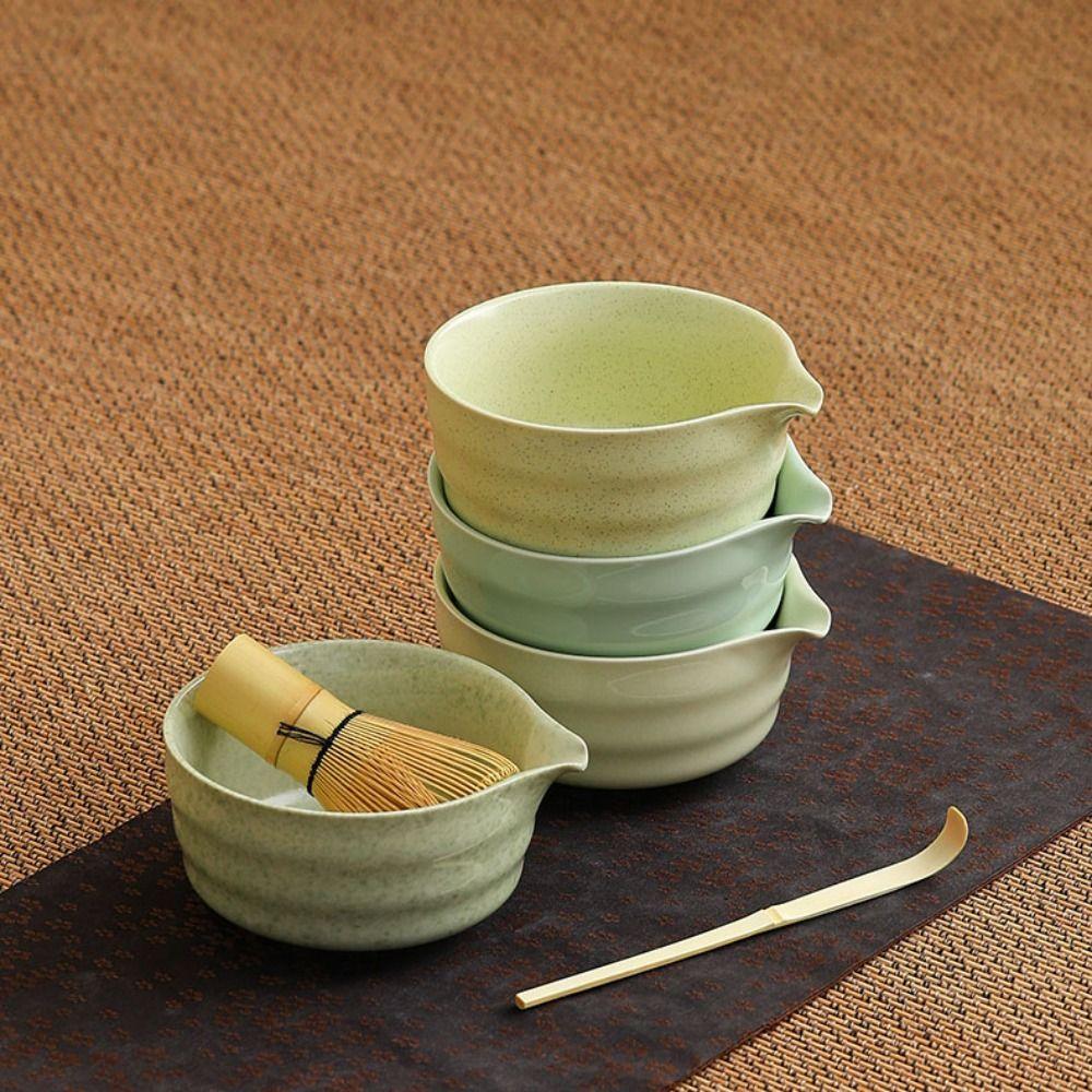 4ks Vintage Matcha Čajová Sada Keramická Matcha Chasen Sada Elegantní Stojan na Matcha Metličku Kit Čajovna