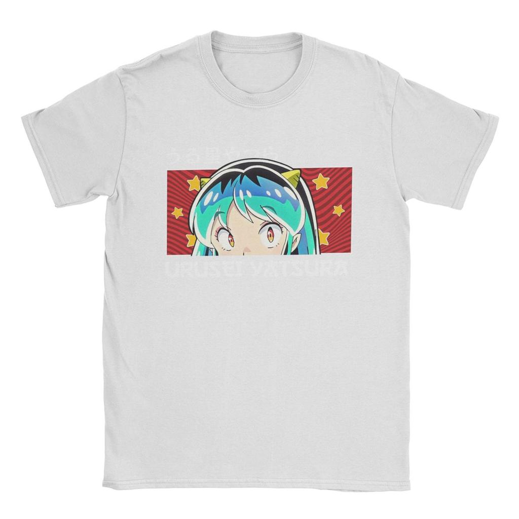 Fantastische Lum Urusei Yatsura T-Shirts Herren Rundhals 100% Baumwolle T-Shirt Anime Kurzarm T-Shirt Geschenkidee Kleidung
