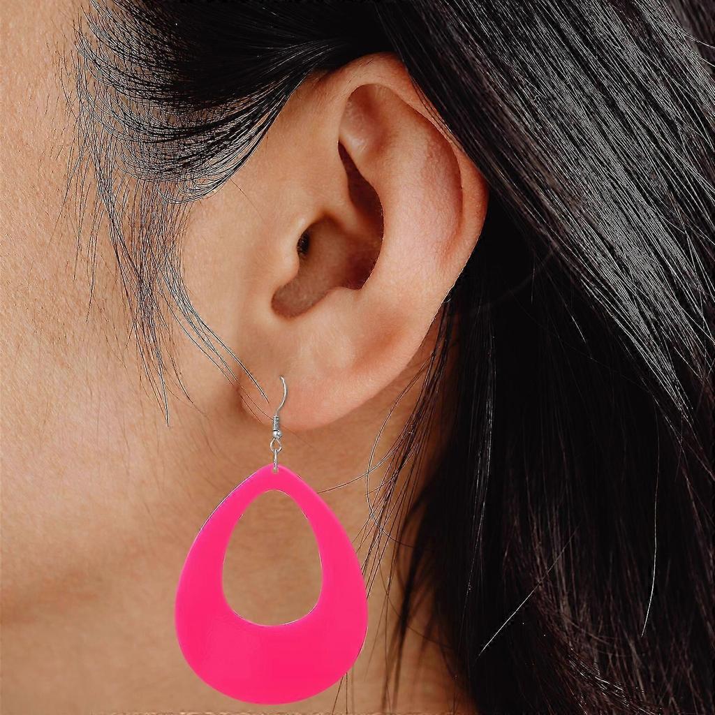 12 Paires de Boucles d'Oreilles Néon Boucles d'Oreilles Pendantes Goutte d'Eau avec Boucles d'Oreilles Studs Forme Géométrique Boucles d'Oreilles Pendantes Exagérées