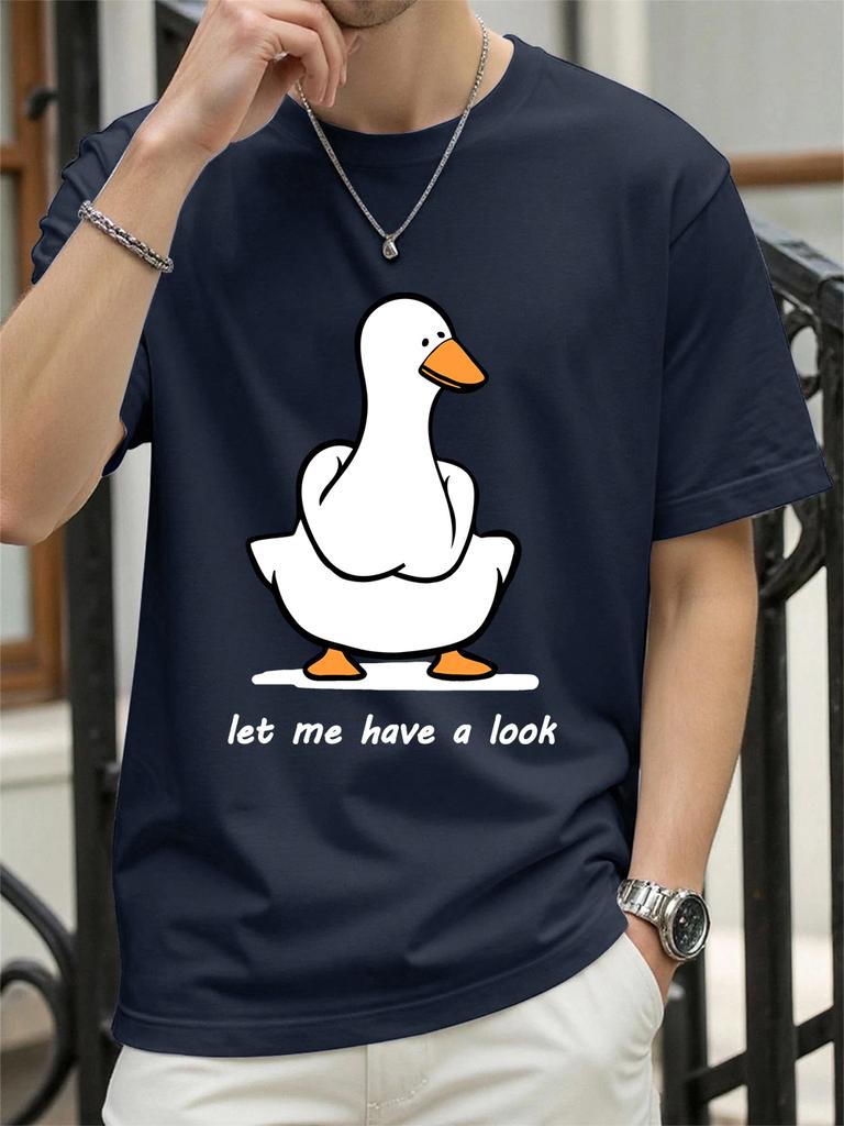 Let Me Have A Look Goose Printed TShirts Womens Cotton Summer Tops Soft Loose ONeck Short Sleeve T Shirts Casual Woman Clothes