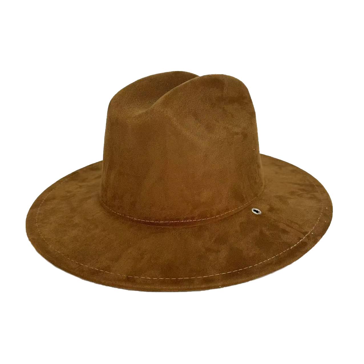 Замшевая Западно-Ковбойская Шляпа Wish Топ-Шляпа Мужская и Женская Джазовая Шляпа с Плоской Тульей M（56-58cm）