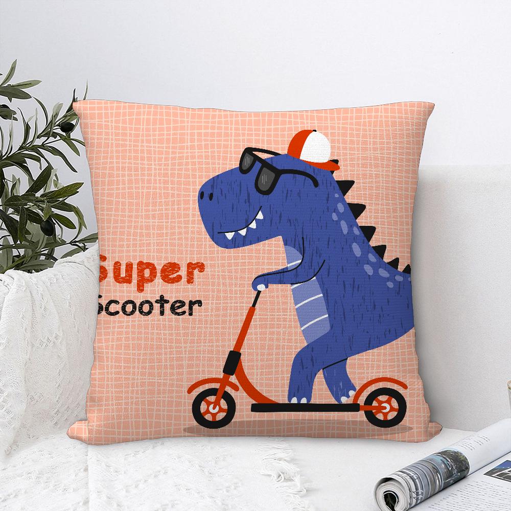 Cartoon Dinosaur Cute Pillow Case Plush Fabric Soft Pillowcase Double Sided Print Sofa Cushion Cover Throw Pillow Cover
