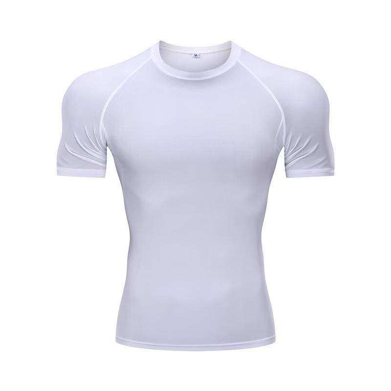 Men's Quick-Dry Short Sleeve Sports T-Shirt - Breathable, Sweat-Wicking, Elastic, Tight Fit for Running, Basketball, and Training