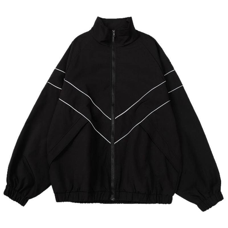 Unisex Sportjacke im Hongkong-Stil mit Reflektoren - Trendig, Unifarben, Locker geschnitten für Herbst & Winter