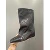 Cowhide~ Autumn and winter new inner height increase cm boots square head loose sleeve medium boots women's short boots fashion knight boots
