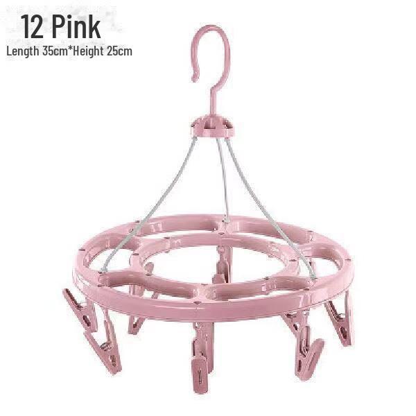 Windproof Folding Clothes Drying Rack with Clips for Socks and Underwear