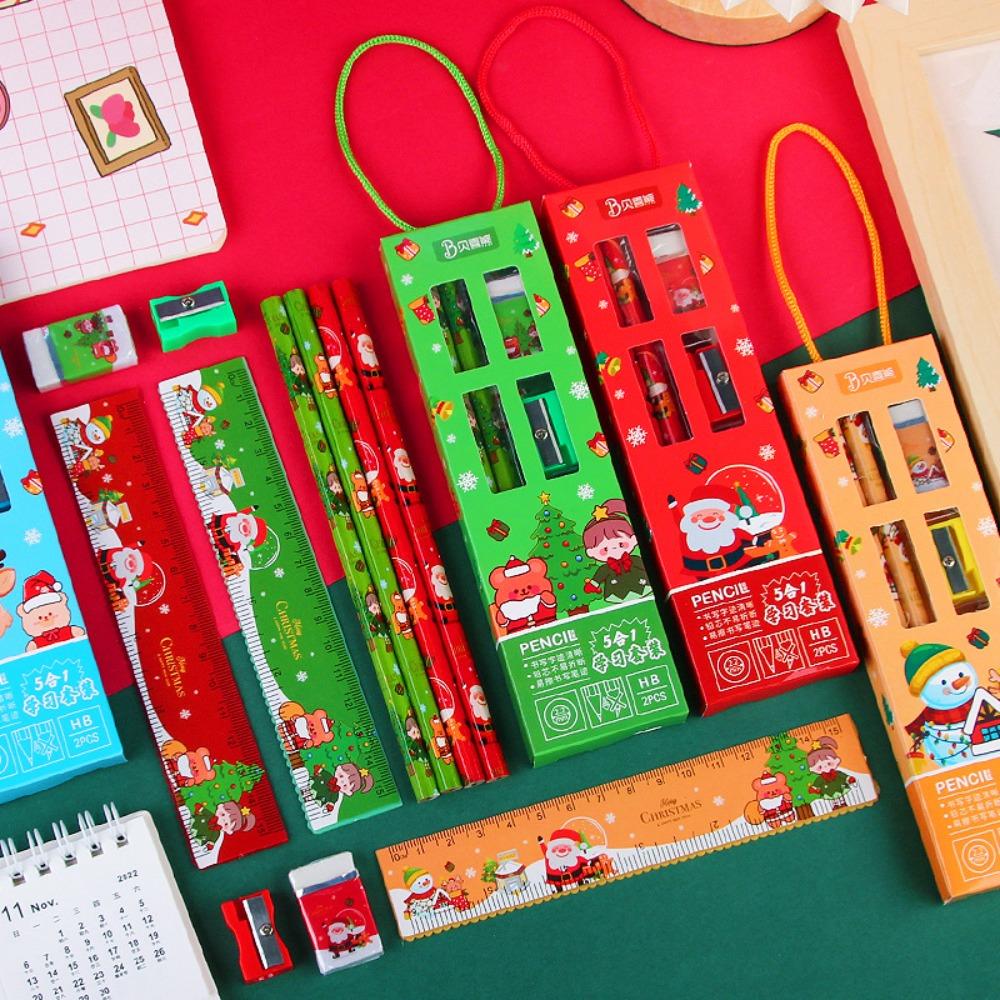 6Pcs/5Pcs Sharpener Children's Pencils Stationery Study Stationery Set  Christmas