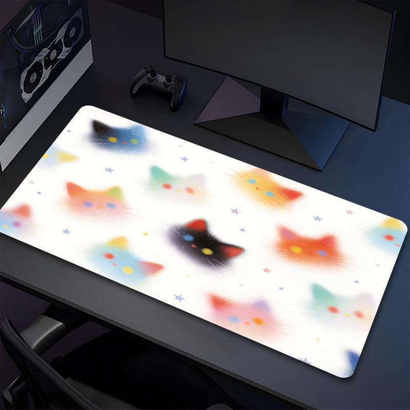 Cat Stars Xl Gaming Mouse Pad Nonslip Rubber Base Stitched Edge Waterproof Desk Mat For Pc Laptop Gamer Office Computer Accessories C927178