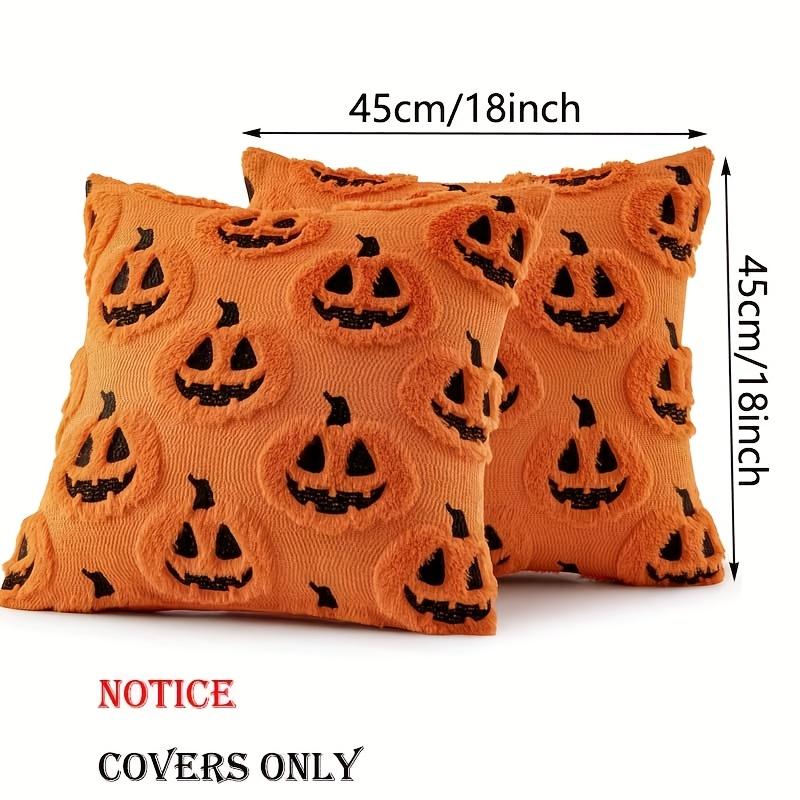 2 Pcs Fall Halloween Throw Pillow CoversDecorative Pumpkin Pattern Pillowcases Soft Plush Cushions for Home Patio Sofa Couch