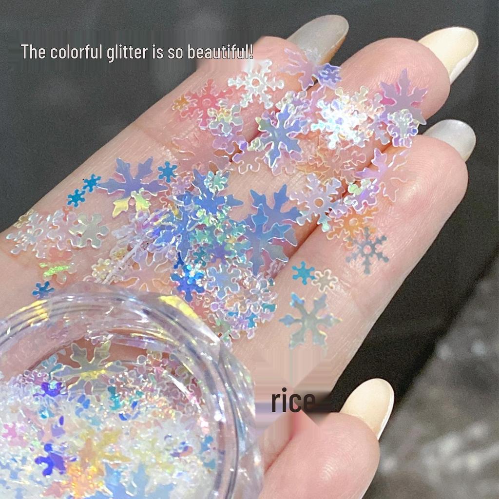 Colorful Glitter Snowflake Sequins for Christmas and New Year Makeup Decorations