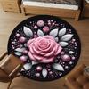 1pc Rose Floral Round Chair mat Area Rug - Non-Slip, Floor Mat for Office, Bedroom, and Indoor Decor -1002207