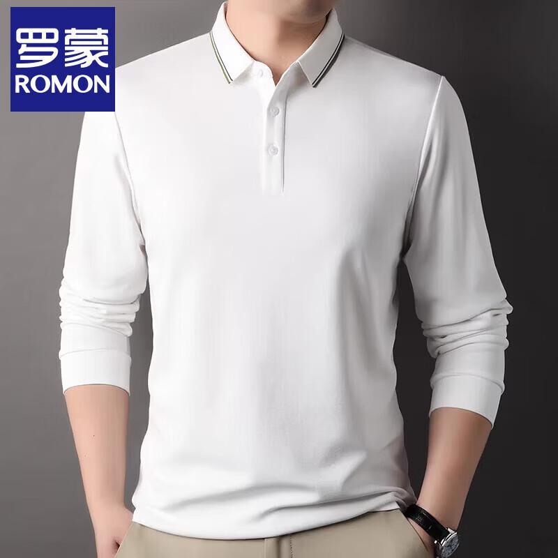 Romon Men s Long Sleeve Silk Blend Polo Shirt 2XL