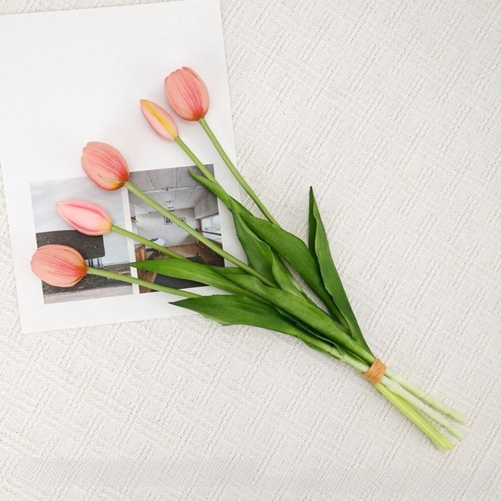 5Pcs/1Pc Luxury Latex Tulips Artificial Flowers Realistic Real Touch Hand Bouquet 41CM Simulated Bouquet For Wedding Home Decor