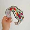 Hand-Made Cotton Linen Hairband Intricate Embroidery Blossom Design Adjustable Wide Band Unisex Hair Accessory