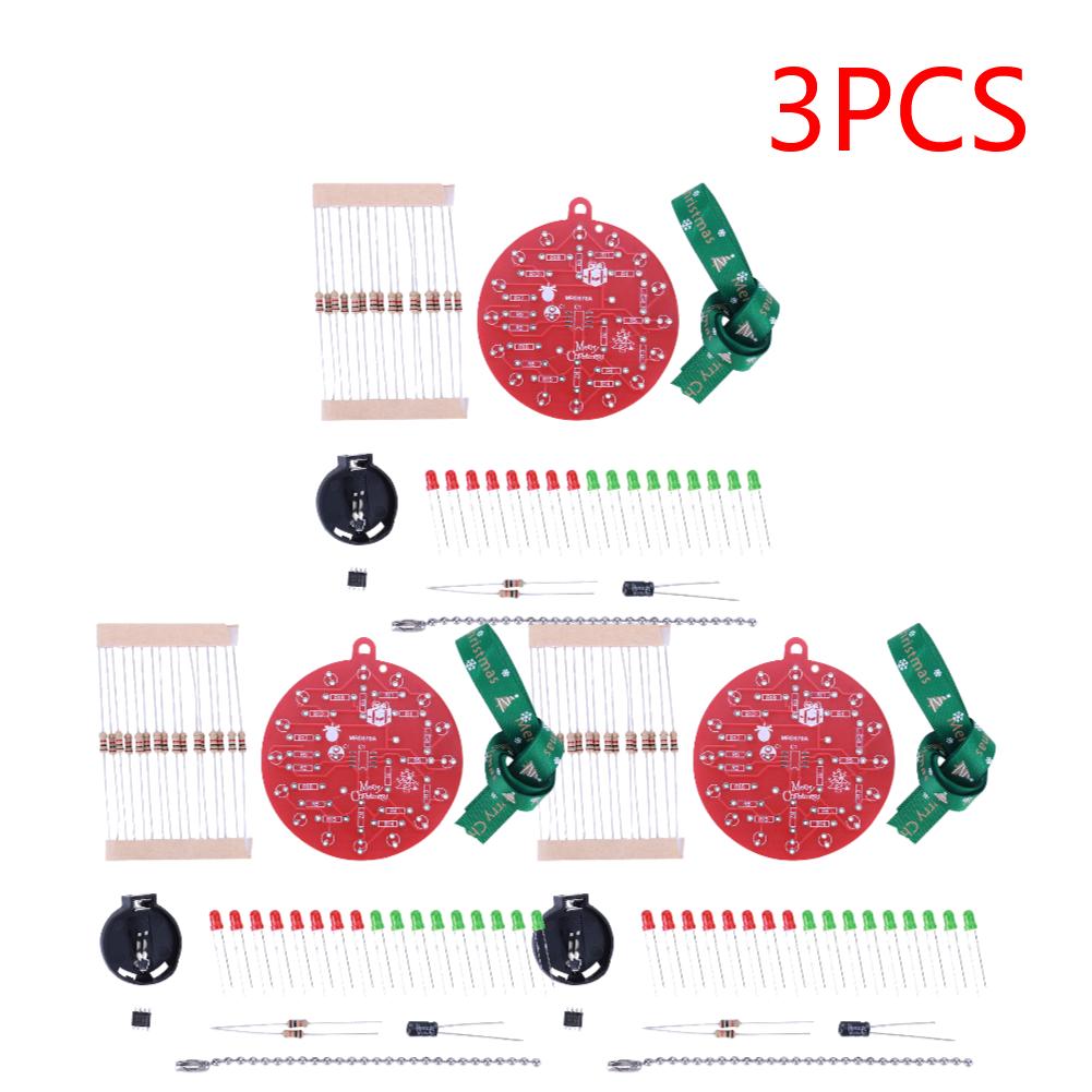 NE555 PCB Crcuit Ornaments Soldering Kit Red & Green LED Light Christmas Tree Soldering Kit for STEM Educational Valentine Day